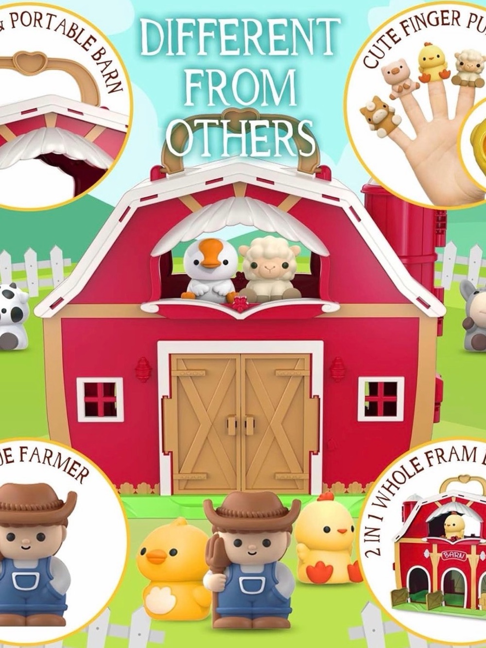 Toddler Barn Farm Animals Playset Toys 9 accessories - Picture 2 of 6